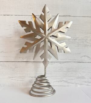 Silver Metal Snowflake Christmas Tree Topper